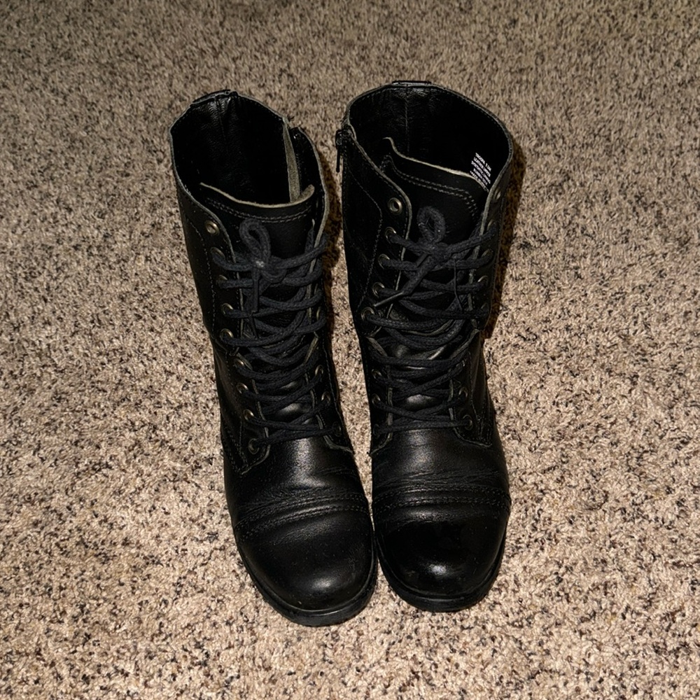 Steve Madden Black Combat Boots-Size 9.5